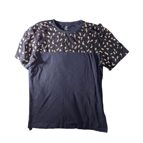 INC International Concepts Tops - INC Navy Blue Silver Leopard Print Top Size Medium